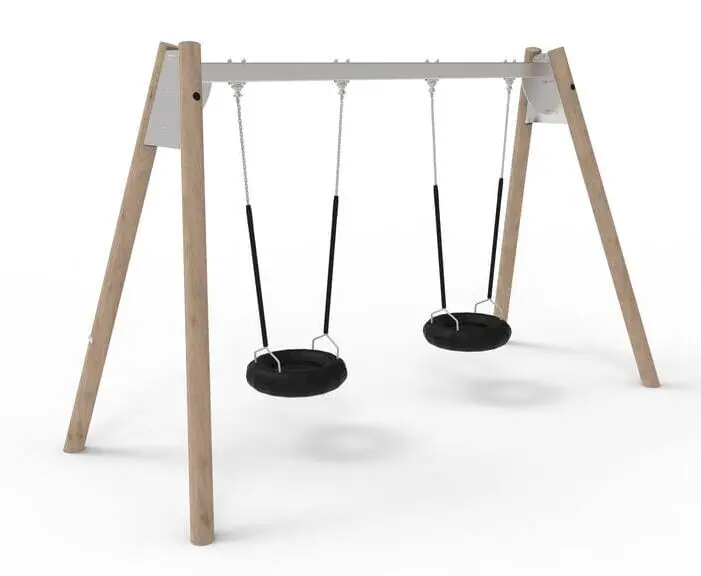 Huske i lerk/stål med 2 dekkseter