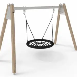 Huske i lerk/stål med fuglerede