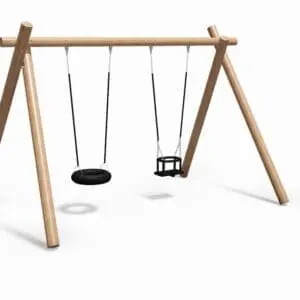 Gunga m. däckgunga, babygunga och gungstativ i robinia