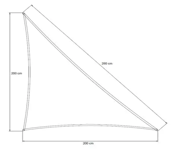 Pe rettvinklet seil 2x2x2,8 m - off-white inkl. braketter