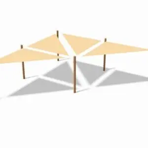 Hdpe rettvinklet slynge 3x3x4,2 m - camel inkl. braketter
