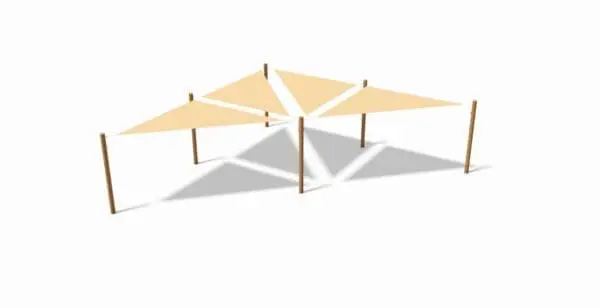 Hdpe rettvinklet slynge 3x3x4,2 m - camel inkl. braketter