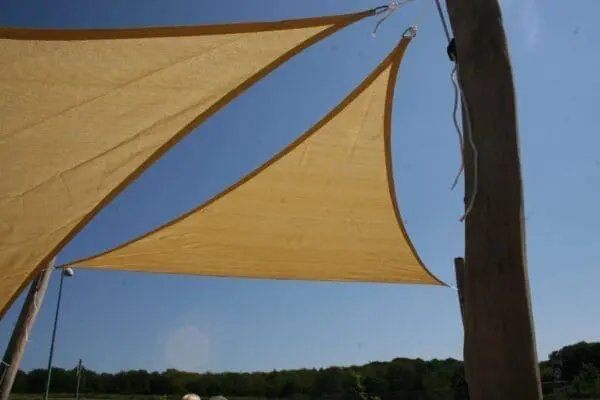 Hdpe trekantet slynge 4,2x4,2x4,2 m - camel med beslag