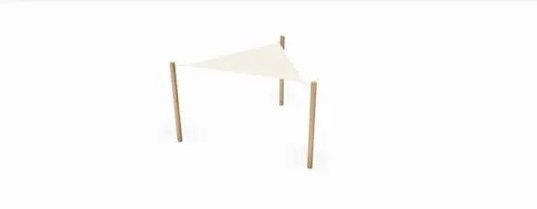 System for soltak. 1 stk. 3x3x3x3x3 m. + 3 stolper + 1 sideseil