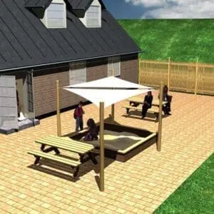 Solskjermsystem. 2 stk 3x3x3x3x3 m. + 4 stolper