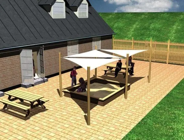 Solskjermsystem. 3 stk. 3x3x3x3x3 m. + 5 stolper - Bilde 2