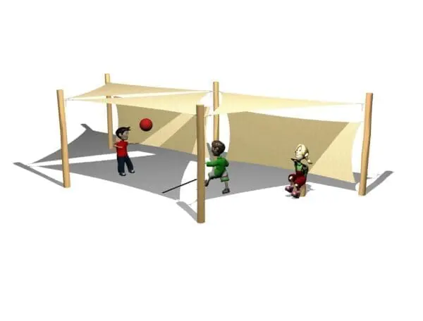 Solskjermsystem. 3 stk. 3x3x3x3x3 m. + 5 stolper