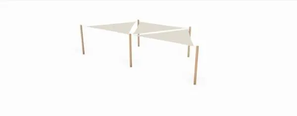 Solskjermsystem. 3 stk pe 4x4x4x4 m. + 5 stolper + 2 sideseil - Bilde 2