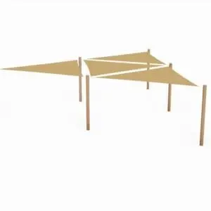 Solskjermsystem. 4 stk. 4x4x4x4 m. pe + 6 stolper.