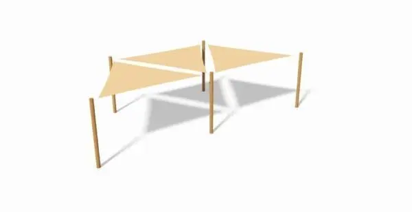 Markisesystem. 3 stk. 3,6x3,6x3,6 m. pe soltak.