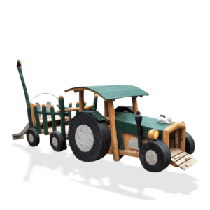 Traktor med släp och rutschkana