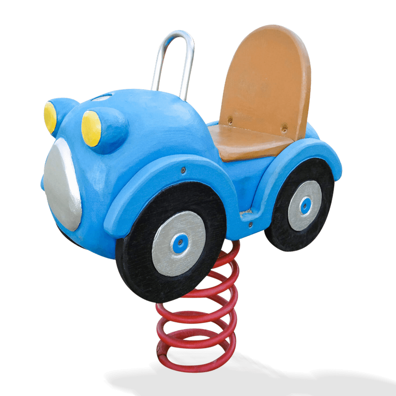 det gyngende dyret den blå bilen
