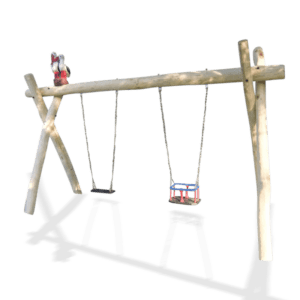 Storkereden dobbel huske - 1 flatt sete - 1 barnesete - h 2,5m