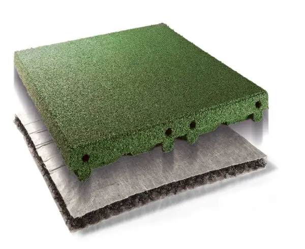Gummifliser Grønn Fallhøyde 3m 50x50x6,5+2,2cm - Pris M2