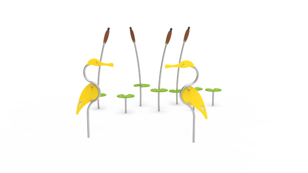 Kombinert spaserstokk - 4 siv, 3 vannliljer, 2 fugler