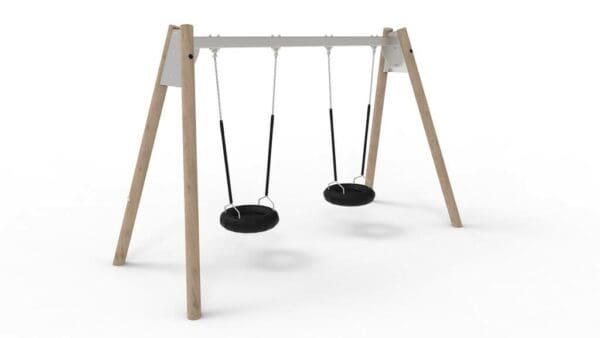 Huske i lerk/stål med 2 dekkseter